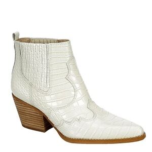 Sam Edelman Winona Croc-Embossed Western Ankle Boots Size 7